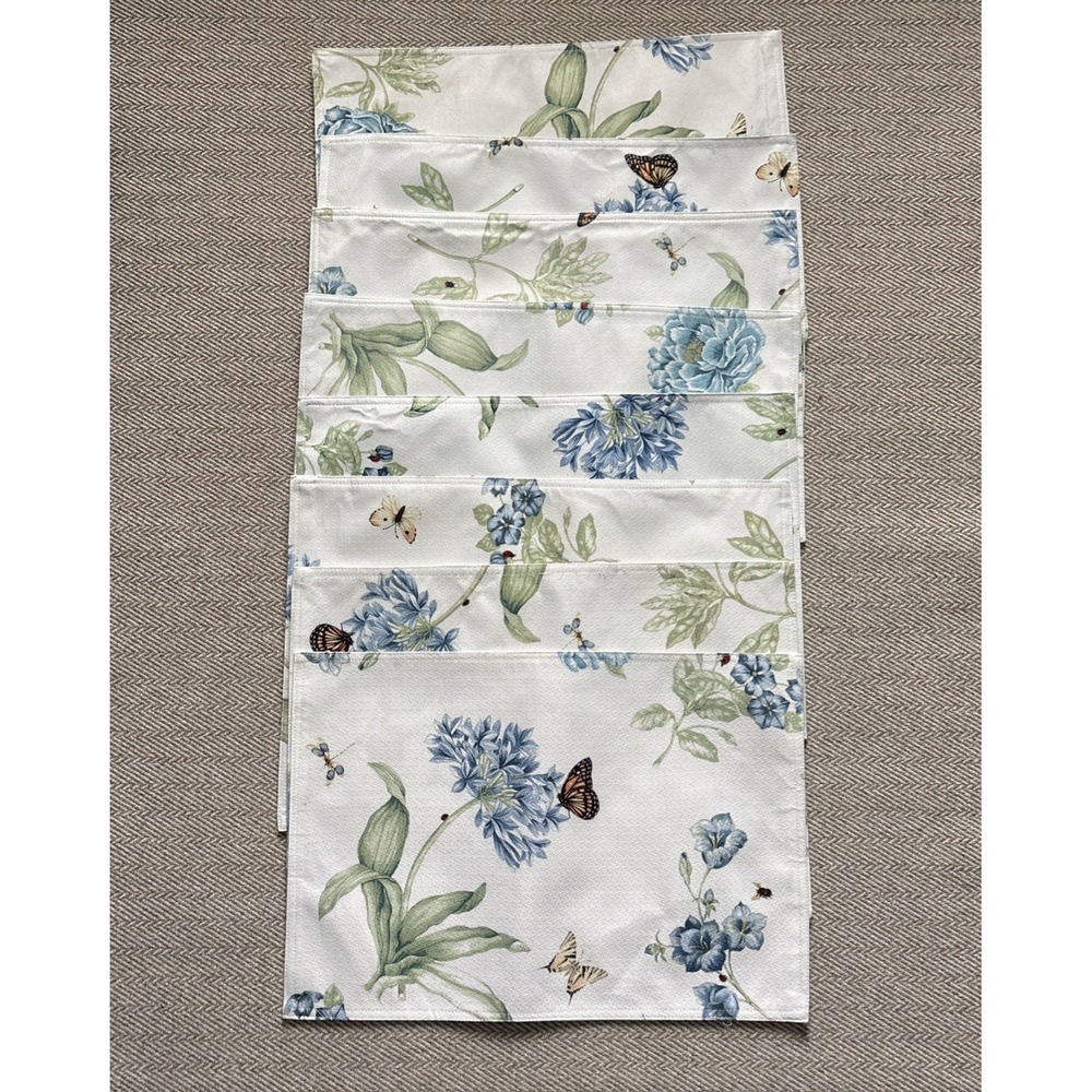 LENOX Butterfly Meadow Blue Placemats  13"x19"  Set Of 8